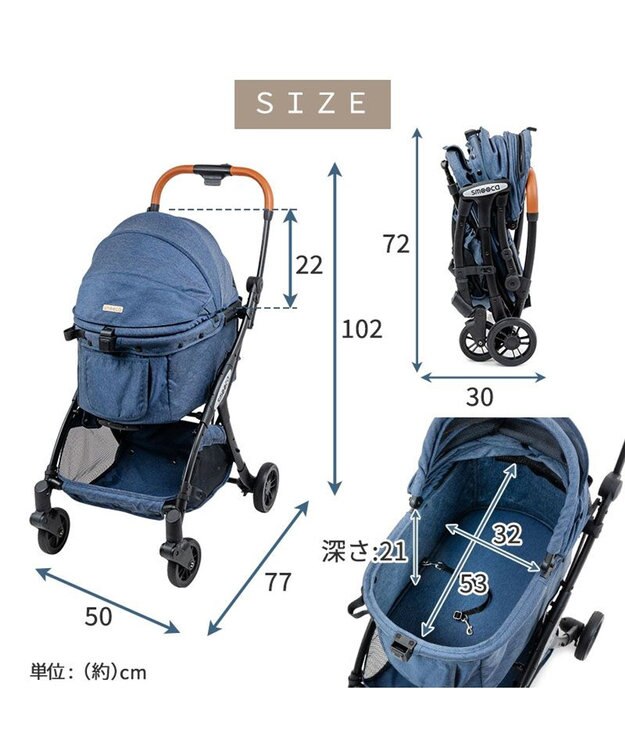 PET PARADISE smooca ネオ ワンロック ペットカート《デニム調》 インディゴブルー