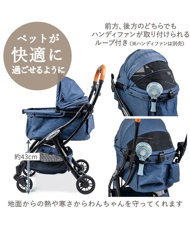PET PARADISE smooca ネオ ワンロック ペットカート《デニム調》 インディゴブルー