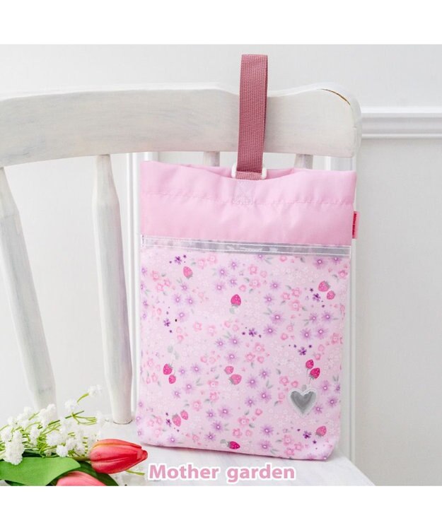 Mother garden マザーガーデン 野いちご シューズバッグ 《小花いちご柄》 小花いちご柄