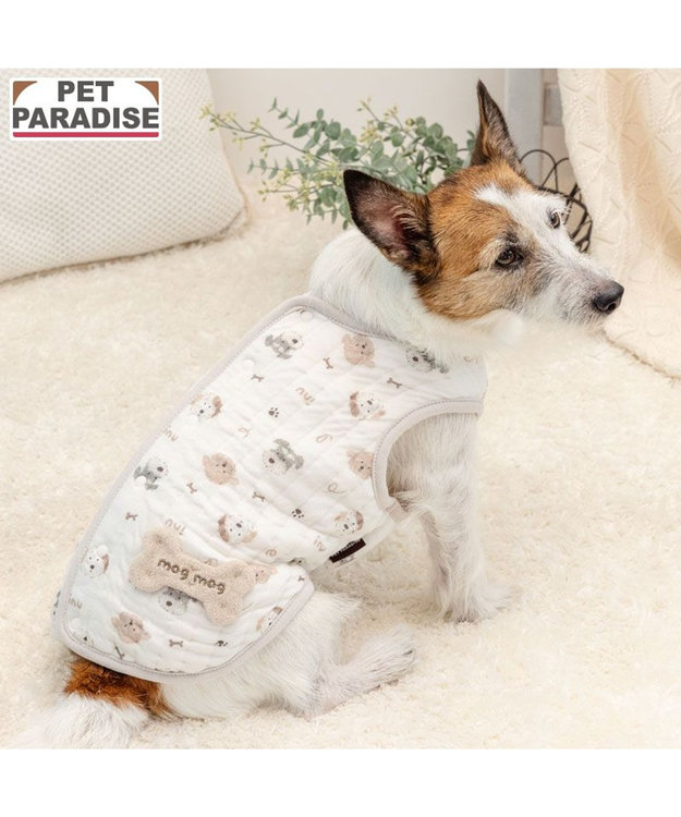 PET PARADISE ペットパラダイス ふわりと キルトベスト 《いぬ柄》 超小型犬 小型犬 ホワイト