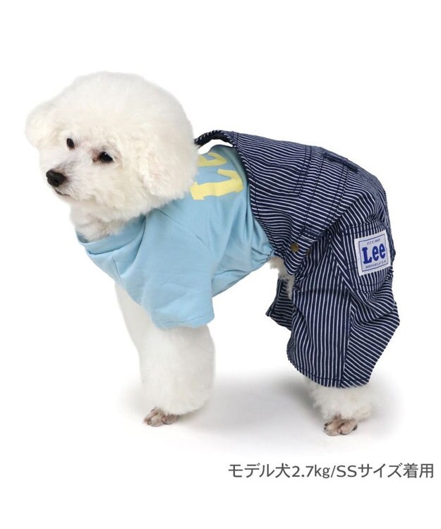 PET PARADISE Lee ワンショルダー パンツつなぎ 《ヒッコリー》 小型犬 ライトブルー