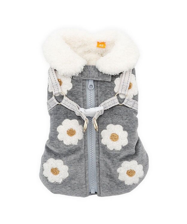 PET PARADISE ペットパラダイス アウターハーネス 《お花》 小型犬 グレー