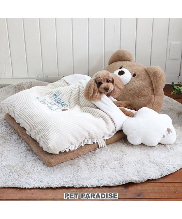 PET PARADISE くま折りたたみ ベッド (55×72cm) 茶系