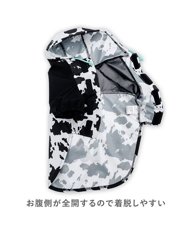PET PARADISE Lee レインコート 《牛柄》 小型犬 ホワイト×ブラック