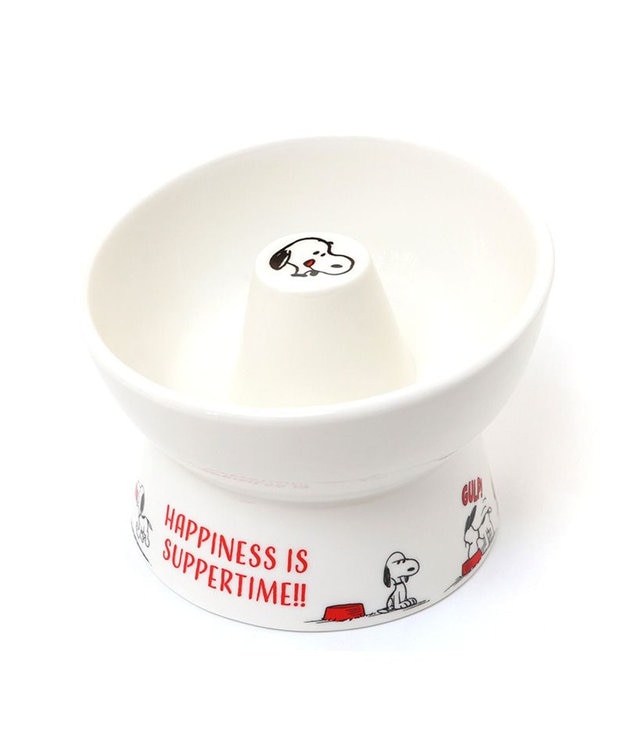 PET PARADISE スヌーピー 早食い防止 高さのある フードボウル ホワイト