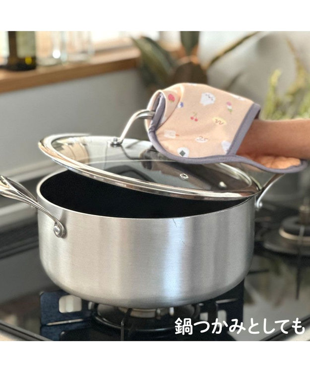 Mother garden しろたん 鍋つかみになる鍋敷き 《食いしん坊柄》 20×20cm 食いしん坊柄