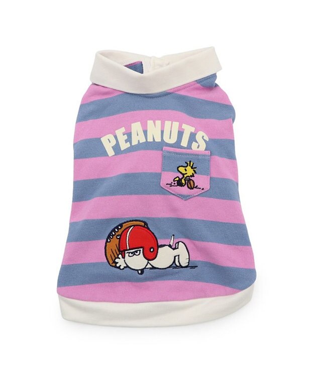 PET PARADISE スヌーピー ラガー シャツ 小型犬 グレー×ピンク