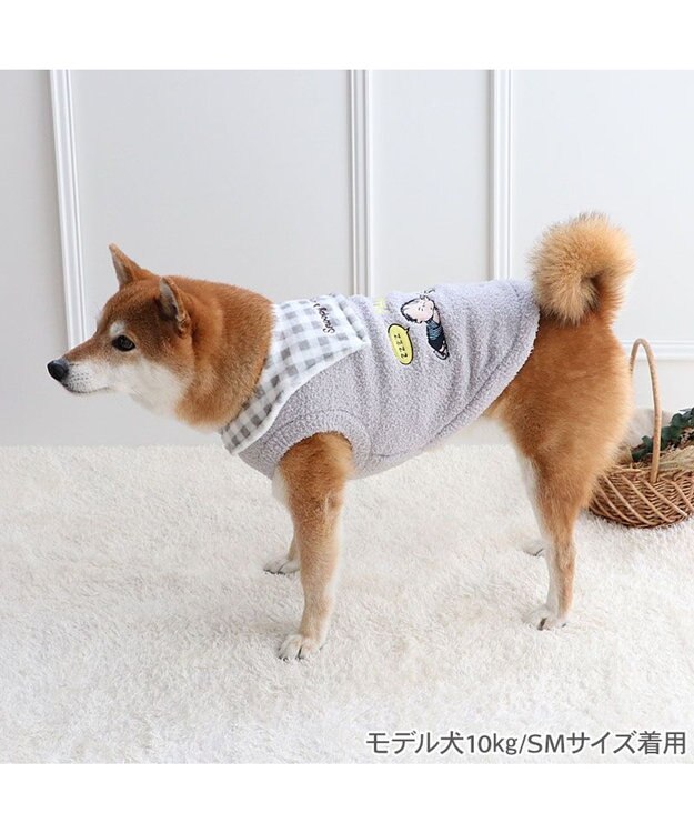 PET PARADISE スヌーピー 遠赤外線 ライナス セーラーニット 中型犬 グレー