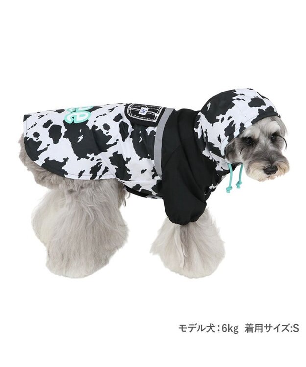 PET PARADISE Lee レインコート 《牛柄》 小型犬 ホワイト×ブラック
