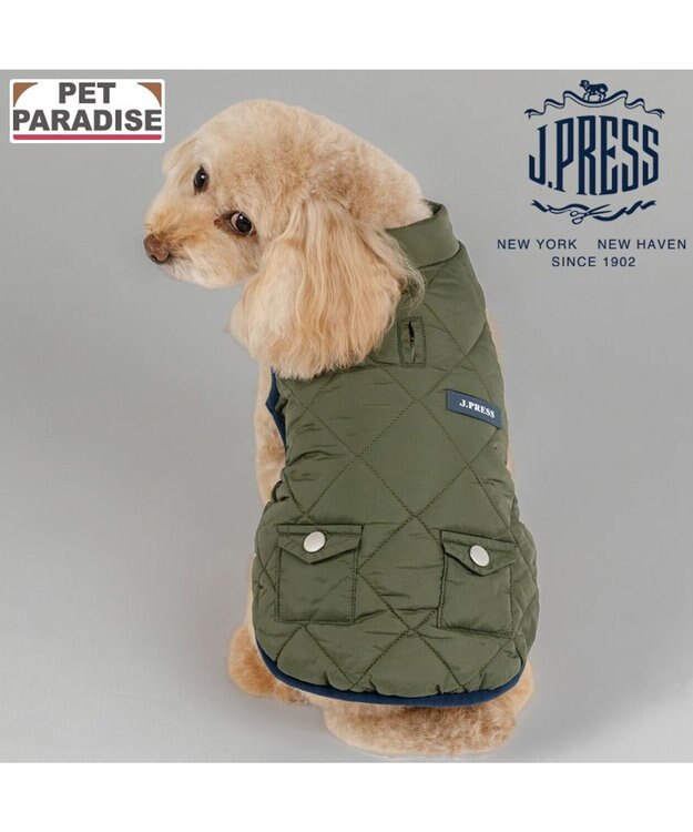 PET PARADISE J.PRESS ダイヤＳＴ 綿入ベスト 《カーキー》 小型犬 カーキ