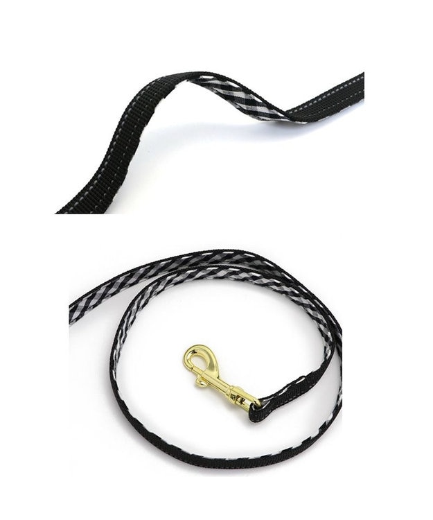 PET PARADISE リサとガスパール おしゃれ反射 リード 《ギンガムチェック 》4S~3S 無彩色