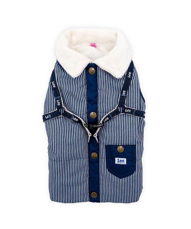 PET PARADISE Lee アウターハーネス 《ヒッコリー》 小型犬 ネイビー×ホワイト