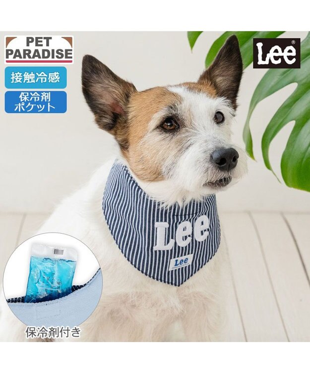 PET PARADISE Lee ヒッコリー ロゴ クールバンダナ 小型犬 ネイビー