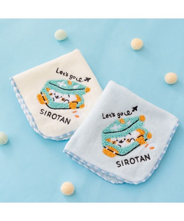 Mother garden しろたん ミニタオル 《スーツケ柄　青》 青