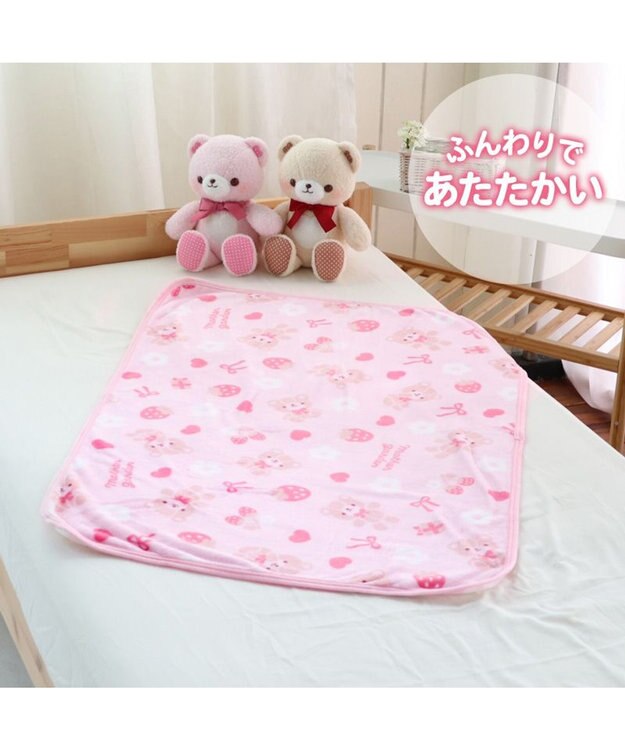 familiar ピンククマ柄ブランケット 約90cm familiar ピンククマ柄ブランケット 約90cm
