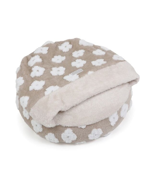 PET PARADISE ペットパラダイス ボア寝袋 丸型 《お花柄》S 径50cm  超小型犬 ベージュ