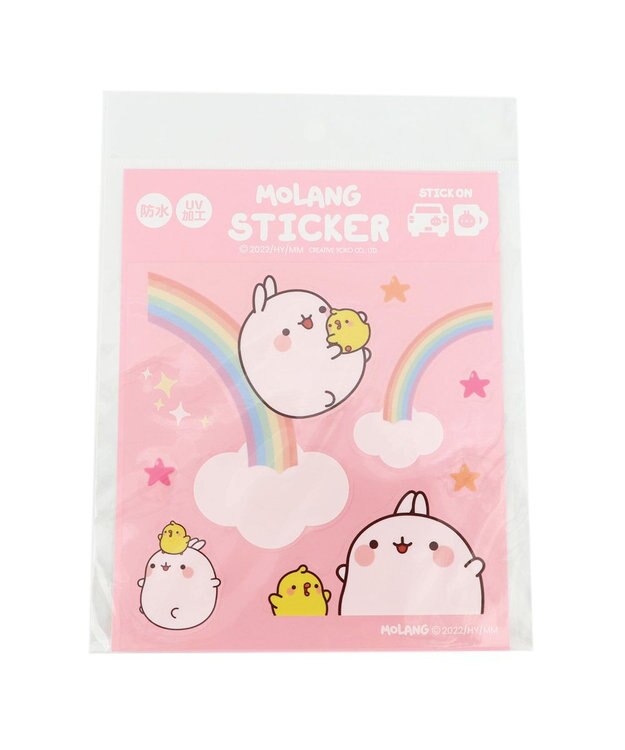 Mother garden マザーガーデン MOLANG モラン 防水・UV加工 どこでもステッカー ≪レインボー柄≫ 単品 -