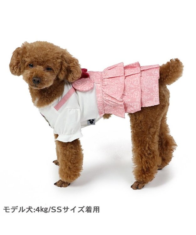 PET PARADISE ディズニー ミニーマウス アンティーク柄 ワンピース 【小型犬】 ピンク（淡）