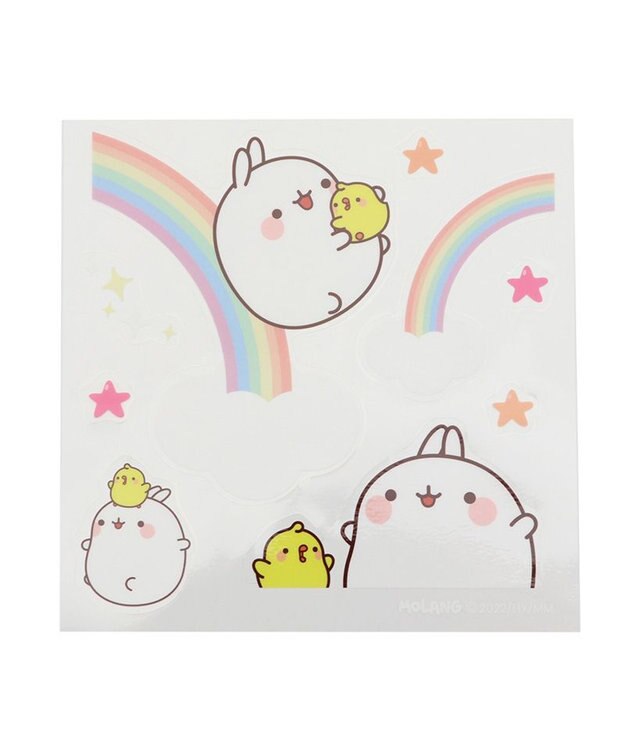 Mother garden マザーガーデン MOLANG モラン 防水・UV加工 どこでもステッカー ≪レインボー柄≫ 単品 -
