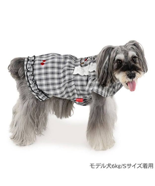 PET PARADISE リサとガスパール  ワンピース 《チェック柄》小型犬 ホワイト×ブラック