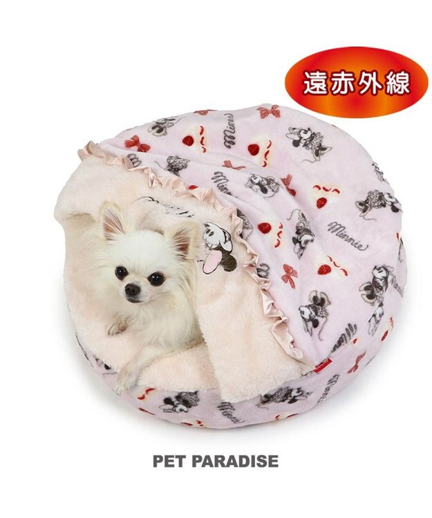 PET PARADISE ディズニー ミニーマウス 丸形寝袋 遠赤外線 《ケーキ柄》 50cm ケーキ柄