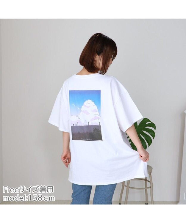 Mother garden しろたん ビッグ Ｔシャツ 半袖 バックプリント 《入道雲》 フリーサイズ 白~オフホワイト