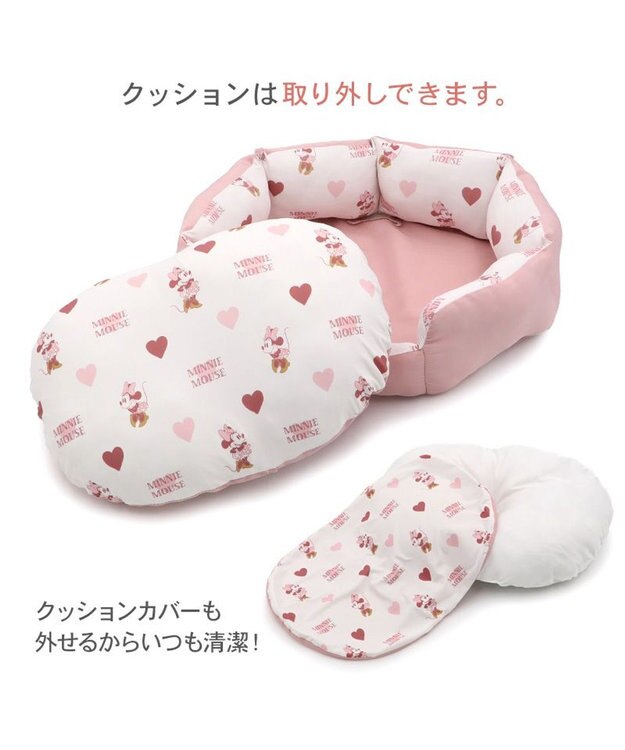 PET PARADISE ディズニー ミニーマウス クールカドラー 《ハート柄》 Ｓ ホワイト×ピンク