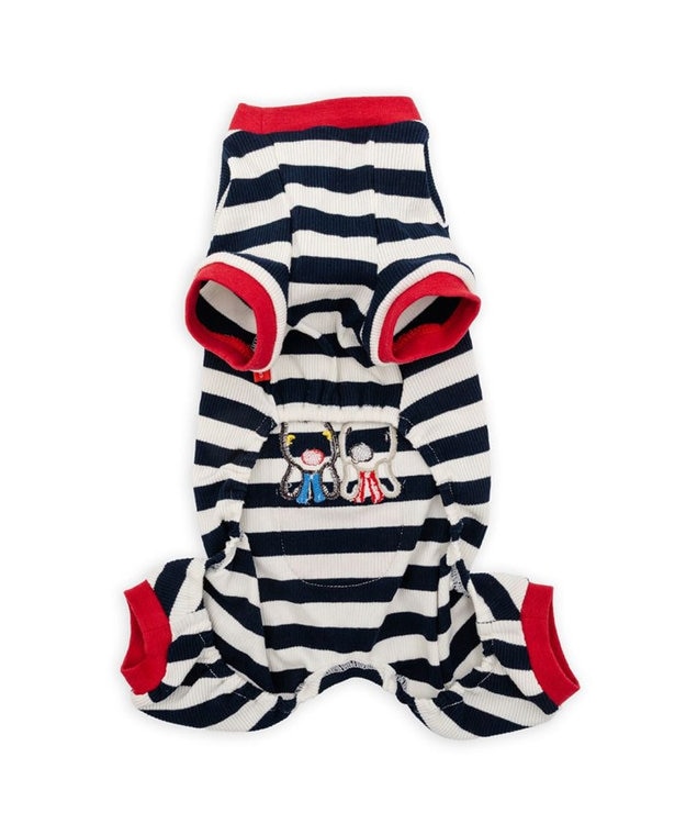 PET PARADISE  リサとガスパール ボーダー ロンパース 小型犬 ネイビー×ホワイト