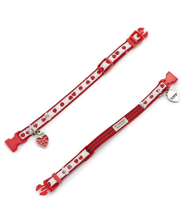 PET PARADISE ペットパラダイス 苺 チャーム付き首輪 3S レッド