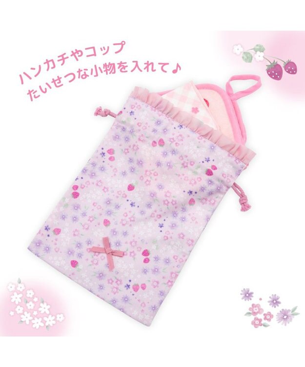 Mother garden マザーガーデン  野いちご 巾着 《小花いちご柄》 小 小花いちご柄