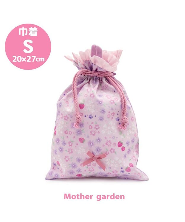 Mother garden マザーガーデン  野いちご 巾着 《小花いちご柄》 小 小花いちご柄
