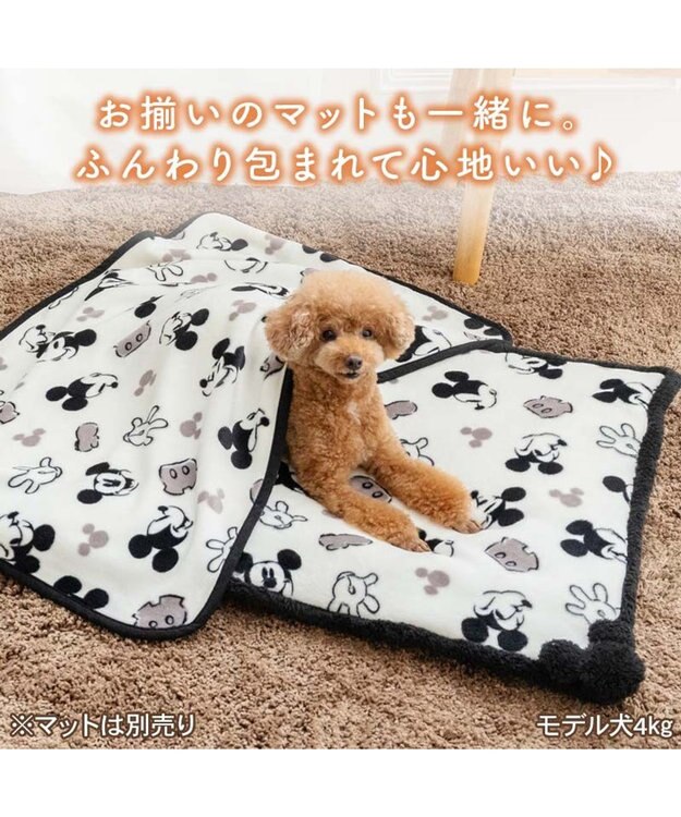 PET PARADISE ディズニー ミッキーマウス 白黒 ボア ブランケット ホワイト