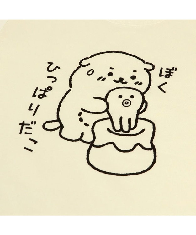 Mother garden 【ネット店限定】しろたん Tシャツ 半袖 《ぼくひっぱりだこ柄》 オフホワイト色 S/M/L/XL 白~オフホワイト