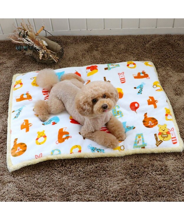 PET PARADISE ディズニー くまのプーさん 遠赤外線 ボアマット《  数字柄 》 (80×60cm) 数字柄