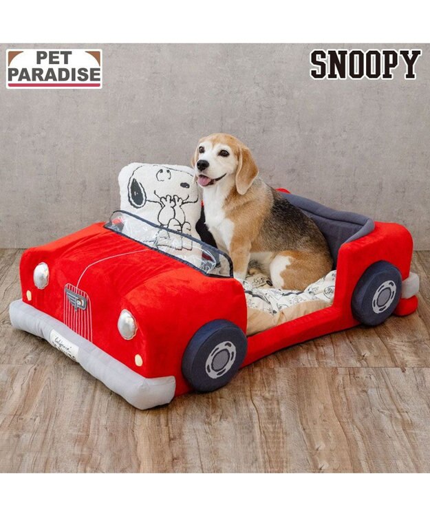 PET PARADISE スヌーピー マイカーカドラー 《レッド》 92×60cm Ｌ 小型犬