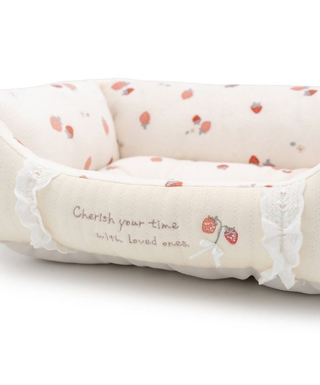 PET PARADISE ペットパラダイス カドラー 《花苺柄》　Ｌ ホワイト×レッド