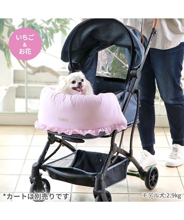 ペットパラダイス クール カートクッション 《いちご＆お花柄