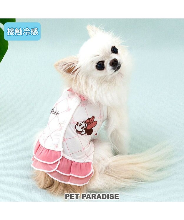 PET PARADISE ディズニー ミニーマウス 接触冷感 背中開き キャミソール 小型犬 ホワイト×ピンク