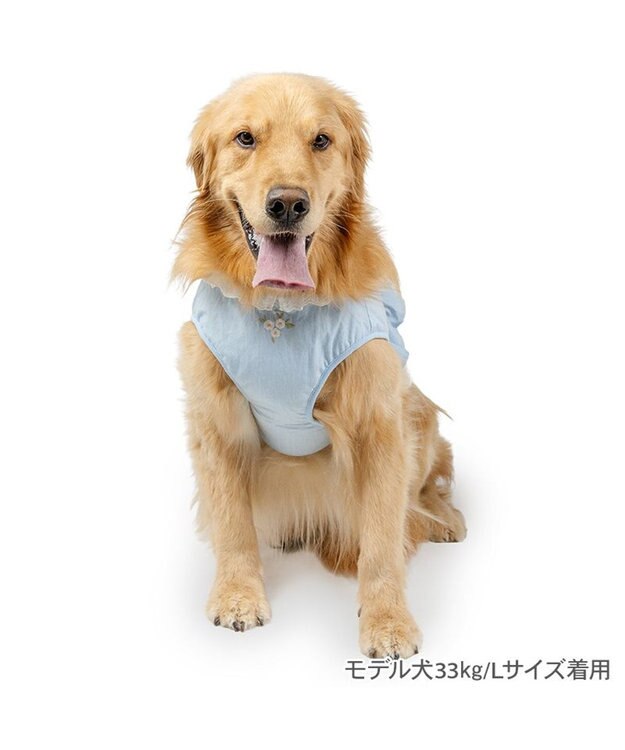 PET PARADISE ペットパラダイス 花刺繍 ベスト ハーネス Ｍ 大型犬 ライトブルー