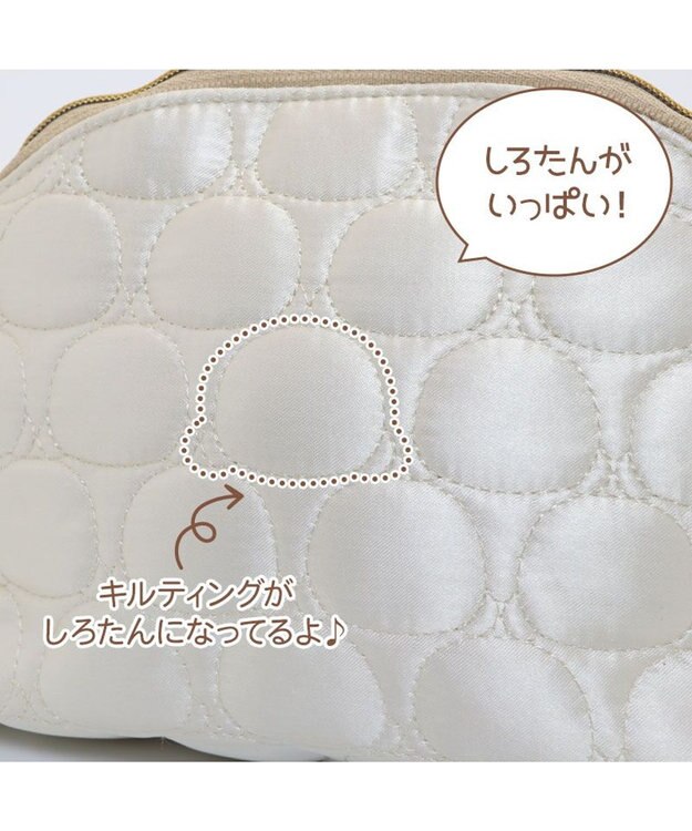 Mother garden しろたん キルティング ラウンド ポーチ 白～オフホワイト