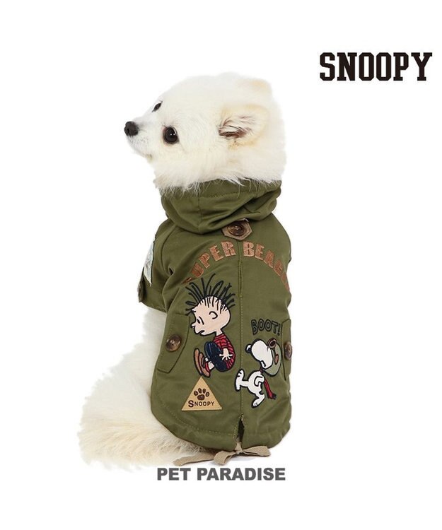 PET PARADISE 犬 服 秋冬 遠赤外線 スヌーピー コート 【小型犬】 綿入り カーキ カーキ