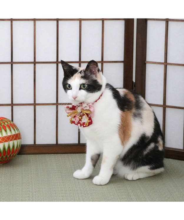 ペットパラダイス 和帯 ねこ首輪 《赤》 小 / 中 / PET PARADISE