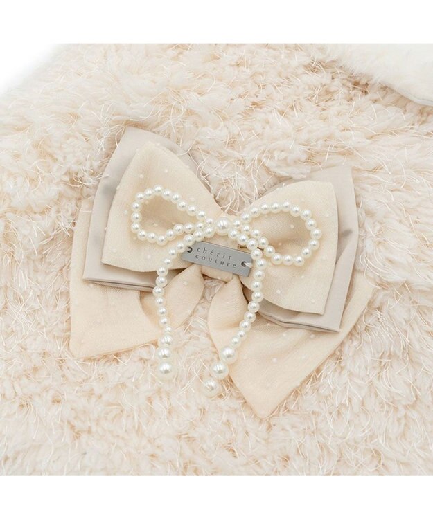 PET PARADISE cherircouture ドットリボン ポンチョ 《ホワイト》 小型犬 ピンクベージュ