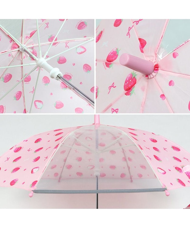 Mother garden マザーガーデン 野いちご 子供用 長傘  45/50/55cm 一部透明 ピンク(淡)