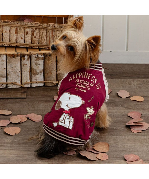 PET PARADISE スヌーピー 75周年 遠赤外線 スカジャン 小型犬 ボルドー
