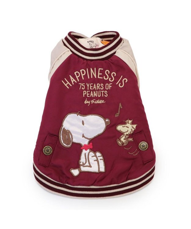 PET PARADISE スヌーピー 75周年 遠赤外線 スカジャン 小型犬 ボルドー
