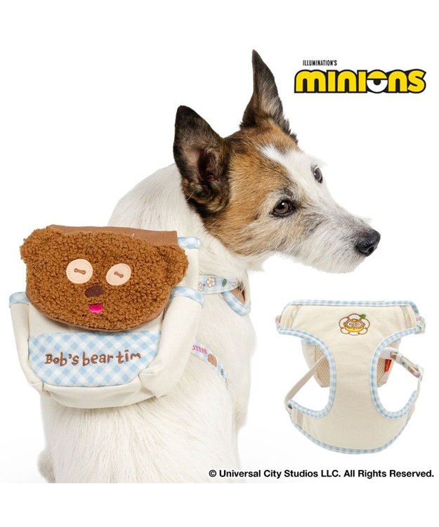 PET PARADISE ミニオン ティム お花柄 リュックハーネス ＳＳ ホワイト×ブラウン