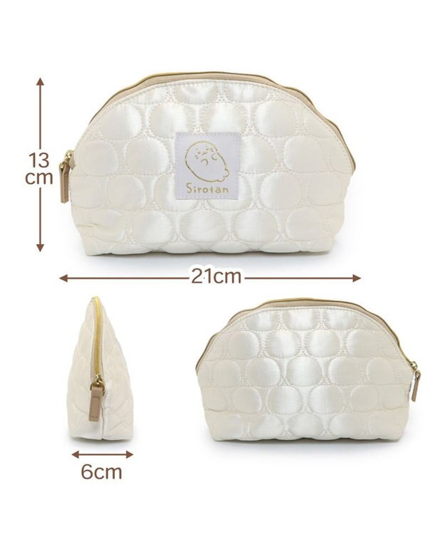 Mother garden しろたん キルティング ラウンド ポーチ 白～オフホワイト