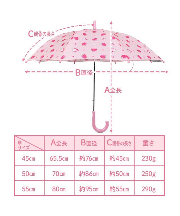 Mother garden マザーガーデン 野いちご 子供用 長傘  45/50/55cm 一部透明 ピンク(淡)