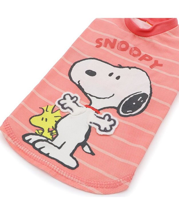 PET PARADISE スヌーピー パタパタ Ｔシャツ 接触冷感 中型犬 大型犬 サーモンピンク